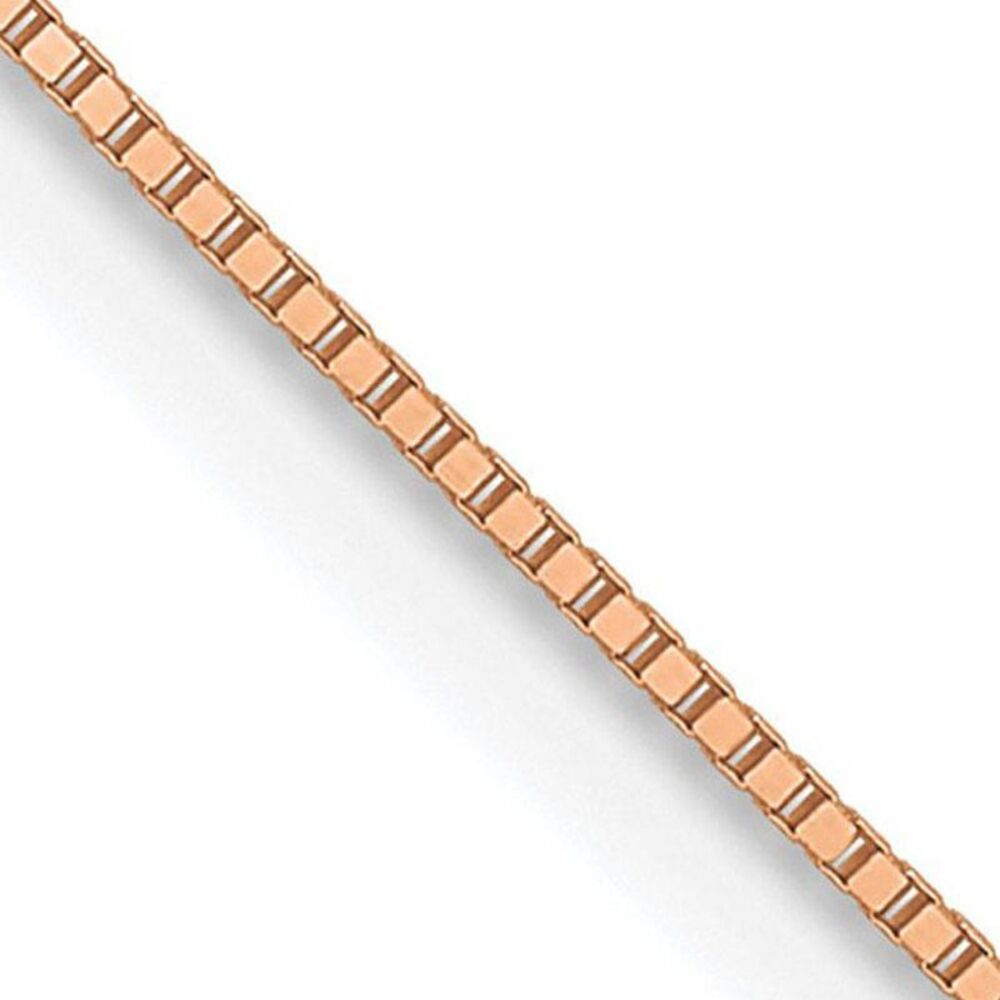 0.5mm 14K Rose Gold Solid Box Chain Necklace, 20 Inch
